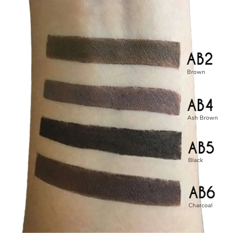 Swatches of Automatic Eyebrow Pencil - Ash Brown colors on skin with spooly tip