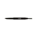 Black dual tip eyebrow pencil with spooly tip and MAWI printed on the barrel