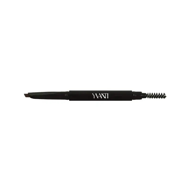 Black dual tip eyebrow pencil with spooly tip and MAWI branding for precise application