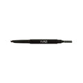 Black dual tip eyebrow pencil with spooly tip and MAWI branding for precise application