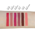 Swatches of Automatic Lip Liner - Rosebud colors on skin with product names above