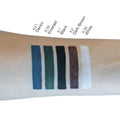 Swatches of five vibrant Khol Eyeliner shades with creamy texture on skin