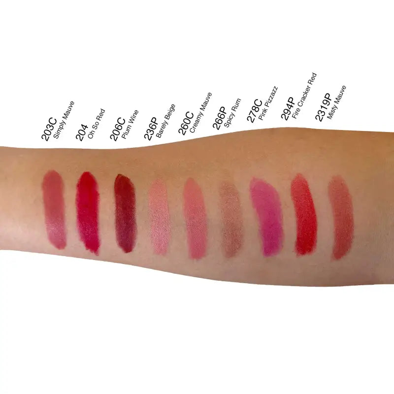 Coral-colored lipstick in black tube labeled WANT with jojoba esters for smooth application