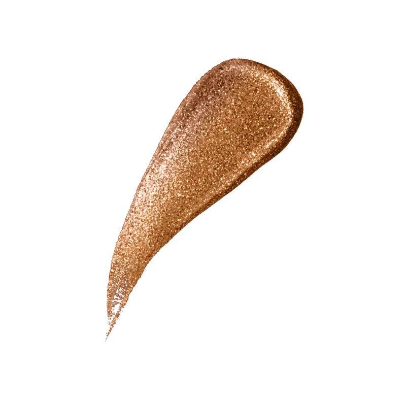 Shimmering golden-bronze liquid shimmer swatch from Aevanti’s beauty routine collection