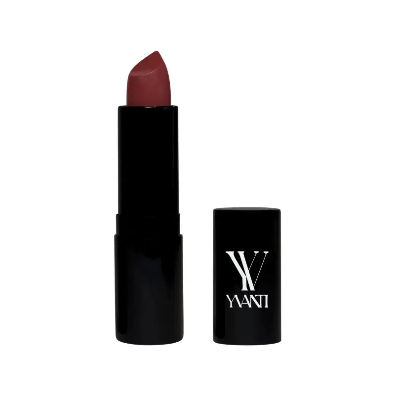 Burgundy Luxury Matte Lipstick Grace with WANTI branding in black tube featuring matte finish