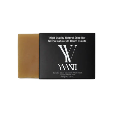 High-quality natural soap bar with black packaging labeled YAANI, infused with goat milk