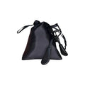 Black drawstring bag with tassels for keeping a padded eyelash curler safe and stylish