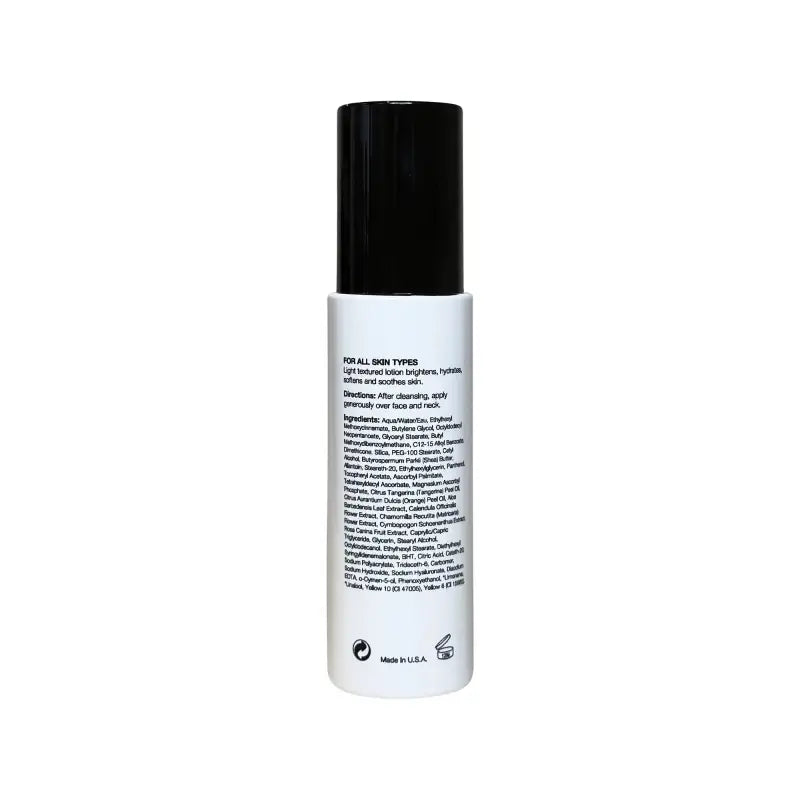 White cylindrical Vitamin C Lotion bottle with black cap labeled YANTI for skin cell growth